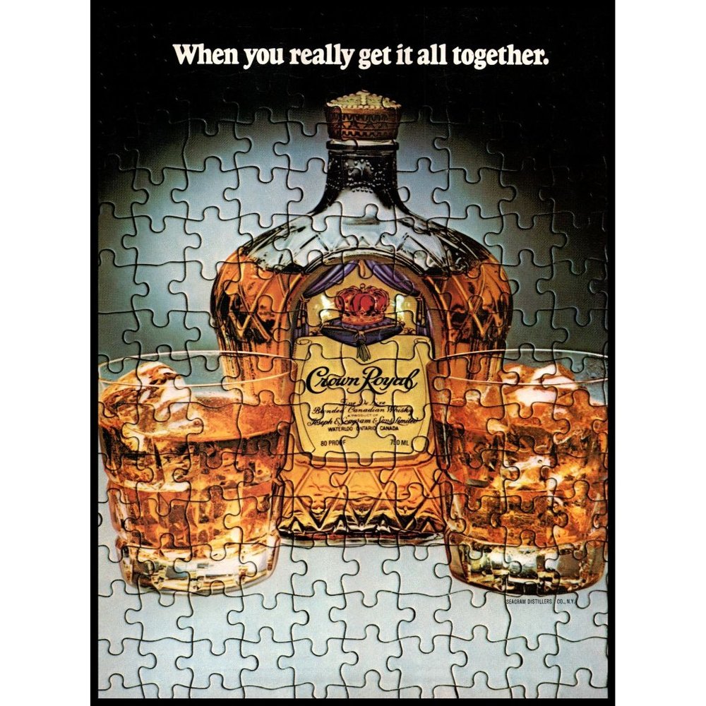 1984 Crown Royal Canadian Whisky Vintage Print Ad Jigsaw Puzzle Pieces Wall Art
